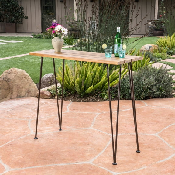 Rustic Industrial Bar Table - Wood And Finish With Iron Support For Long-lasting Outdoor Use Frame A Captivating Display