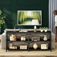 thumbnail image 1 of Rustic Industrial Console Table - 70.9" Long Entryway Table, 3-Tier Sofa Table with X-Back for Living Room, Hallway, Home Office - Durable MDF &amp; Steel, Rustic Brown, 1 of 7