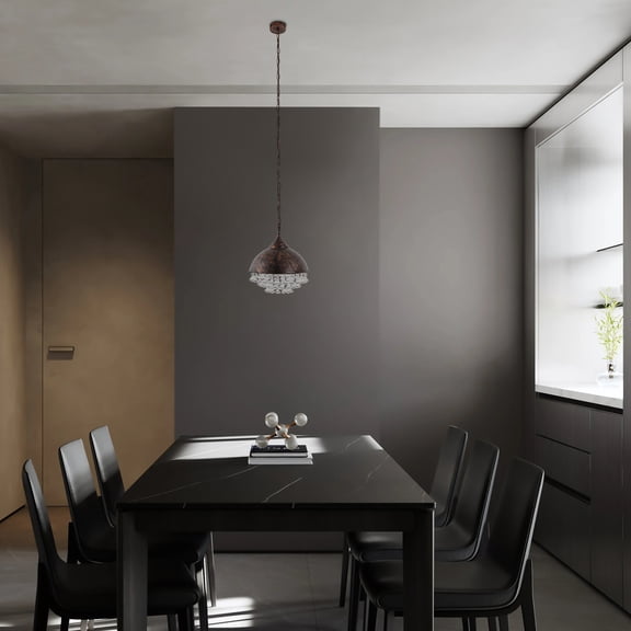 Rustic Industrial Crystal Chandelier, Retro Pendant Lighting Fixture, Adjustable Height for Living Room, Dining Room, and Bedroom Decor