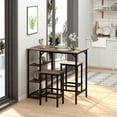 thumbnail image 1 of Rustic Industrial Pub Table & 2 Stools Set | Black Steel & Rustic Brown Wood Look | 3-Pc Counter Height Dining for Kitchen, Apartment, Home Bar, 1 of 7
