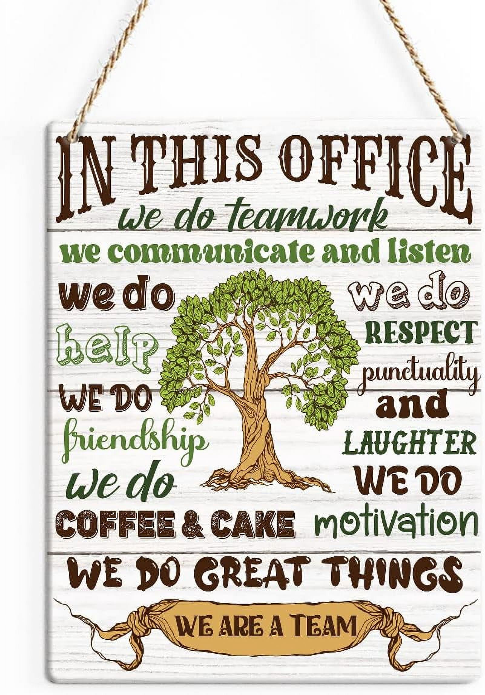 Rustic Inspirational Team Wood Decor Sign, in This Office We are a Team ...