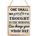 thumbnail image 1 of Rustic Inspirational Wood Decor Sign, One Small Positive Thought Printed Wood Sign Wall Art, Hanging Door Sign, Motivational Decorative Wood Sign Home Office Decor 8x10, 1 of 3