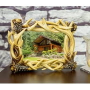 Rustic Intertwined Stag Deer Antlers Picture Frame With Easel Back 4"X6" Photo
