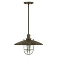 thumbnail image 1 of Rustic Inverted Flower Petal Metal Pendant Lighting with Cage Frame, Bronze, 1 of 5