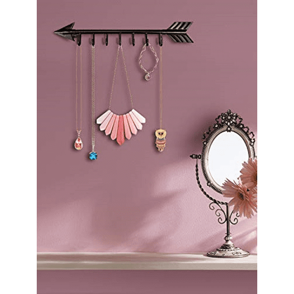 Rustic Iron Bow Arrow Wall Hooks No-Drill Boho Chic Farmhouse Decor, Space-Saving Entryway Coat Hat Bag Key Hanger for Hallway Bedroom