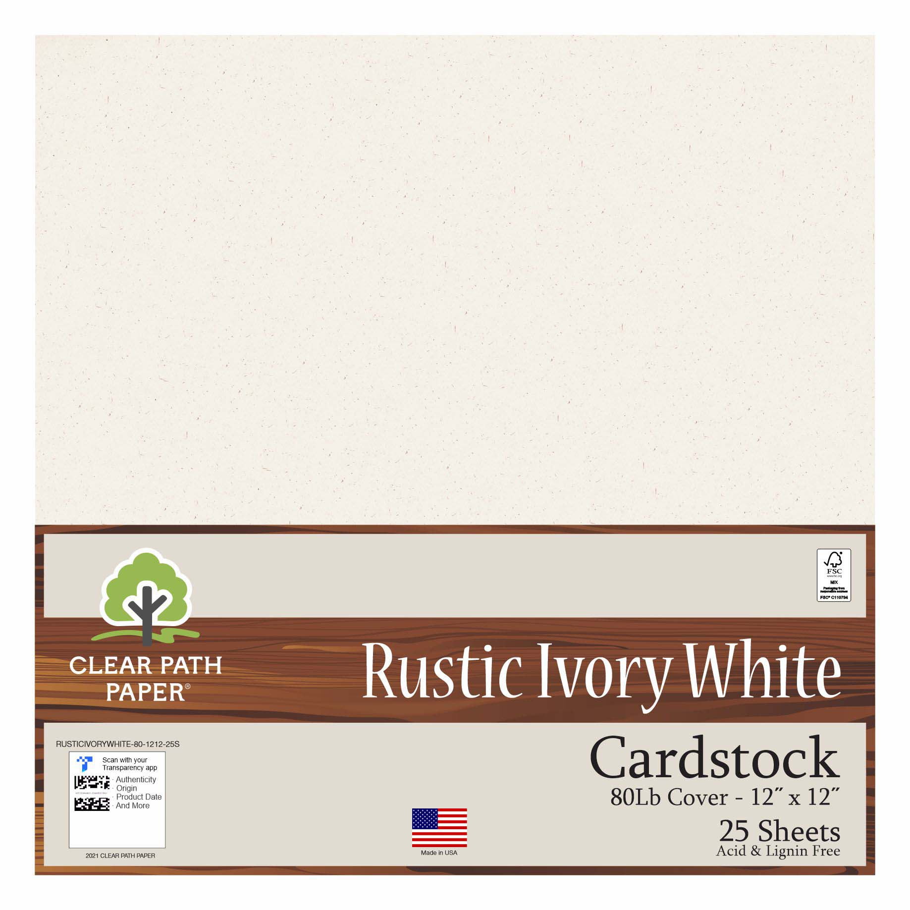 Rustic Ivory White Cardstock - 12 x 12 inch - 80Lb Cover - 25 Sheets ...