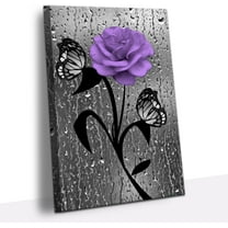 Rustic JANS.NO1 Abstract Geometric Circle Canvas Wall Art Grey & Purple Prints for Living Room & Bedroom Decoration