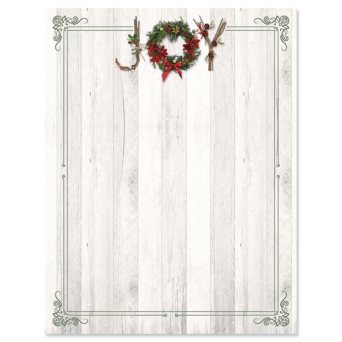 Rustic Joy Christmas Letter Papers Set of 25, Holiday stationery