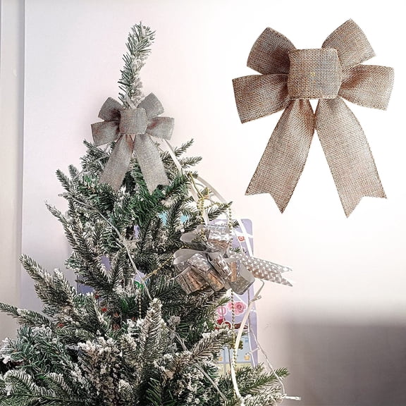 Rustic Jute Bow, Burlap Christmas Tree Topper, Holiday Wedding Birthday Decoration