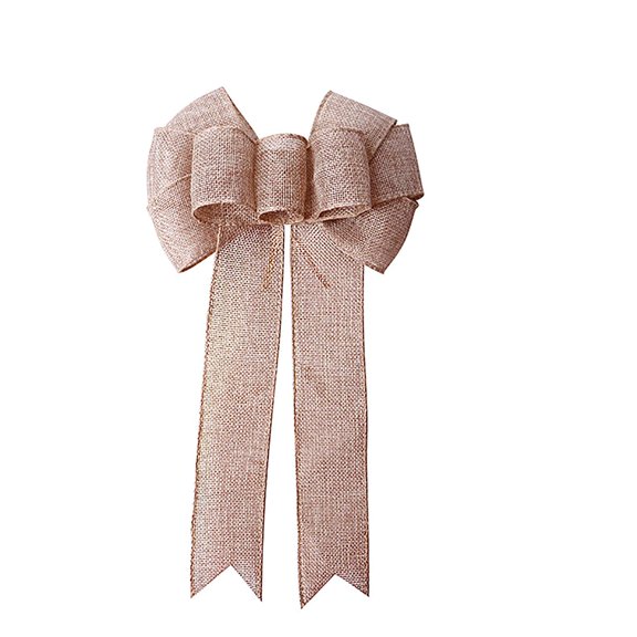 Rustic Jute Bow Burlap Tree Topper Christmas Wedding Party Decoration 14in x 7in
