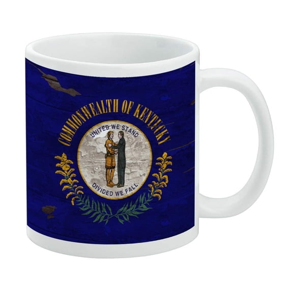 Rustic Kentucky State Flag Distressed USA White Mug