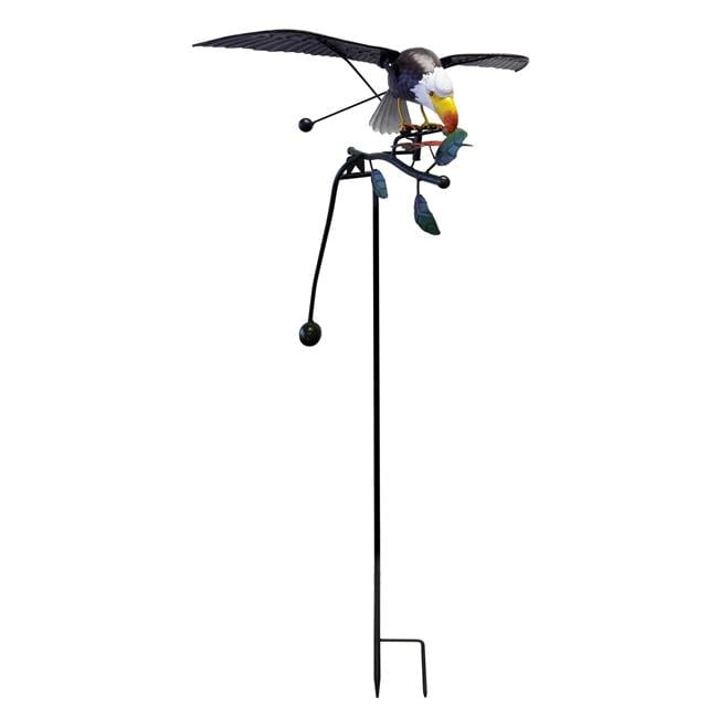 Rustic Metal Eagle Balancing Garden Stake Wind Sculpture