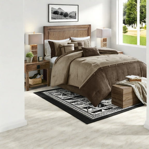Rustic King Size 7Piece Polyester Bedding Sets Lodge Cabin Style Comforter with Hypoallergenic Fill