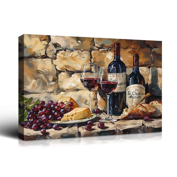 Rustic Kitchen Canvas Wall Art, Vintage Farmhouse This Kitchen Serves Food Love and Joy Painting Pictures Food Still Life Landscape Poster Living Room Dining Room Home Decor