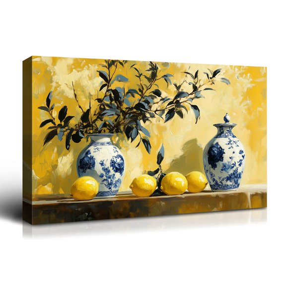 Rustic Kitchen Canvas Wall Art, Vintage Farmhouse This Kitchen Serves Food Love and Joy Painting Pictures Food Still Life Landscape Poster Living Room Dining Room Home Decor