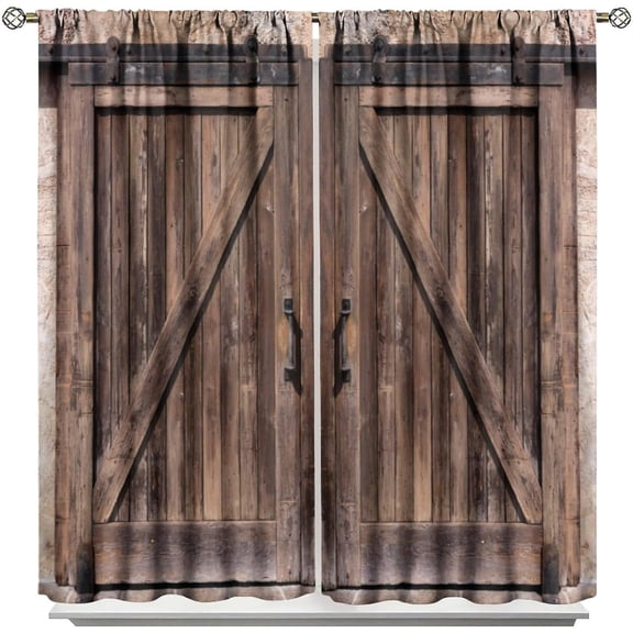 Rustic Kitchen Curtains, Farmhouse Country Minimalism Kitchenware Short Curtain Sweet Home Watercolor Drapes for Dining Room Cafe, 2 Panel Set, 28x40in