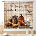 thumbnail image 1 of Rustic Kitchen Curtains, Farmhouse Retro Coffee Time Latte Cafe Bread Wooden Plank Cottage Country Window Drapery Treatments for Dining Room Bedroom Living Room 2 Panels, 42"x63" Inch, 1 of 5