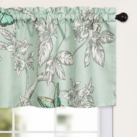 Rustic Kitchen Curtains Valances, 52 x 18 Inch Rod Pocket Valance Short Curtain Window Drapery for Living Room, 1 Panel, Leaves Pattern