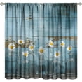 thumbnail image 1 of Rustic Kitchen Curtains Vintage Blue Wooden Board Daisy Flower Bottle Farmhouse Bedroom Living Room Blackout Rod Pocket Decoration Window Drapes 2 Panels W21xL63in W42xL84in, 1 of 6
