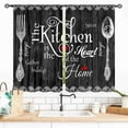 thumbnail image 1 of Rustic Kitchen Curtians, Farmhouse Fork and Spoon Woodern Plank Board Cook Theme Sweet Home Country Cottage Cafe Living Room Bedroom Blackout Window Curtains Drapes Treatments 2 Panels, 55x39 Inch, 1 of 4