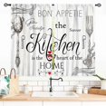 thumbnail image 1 of Rustic Kitchen Curtians, Fork and Spoon Woodern Plank Board Cook Theme Farmhouse Vintage Cottage Blackout Cafe Living Room Bedroom Small Short Window Curtains Drapes Treatments 2 Panel Set, 55x39 Inch, 1 of 3
