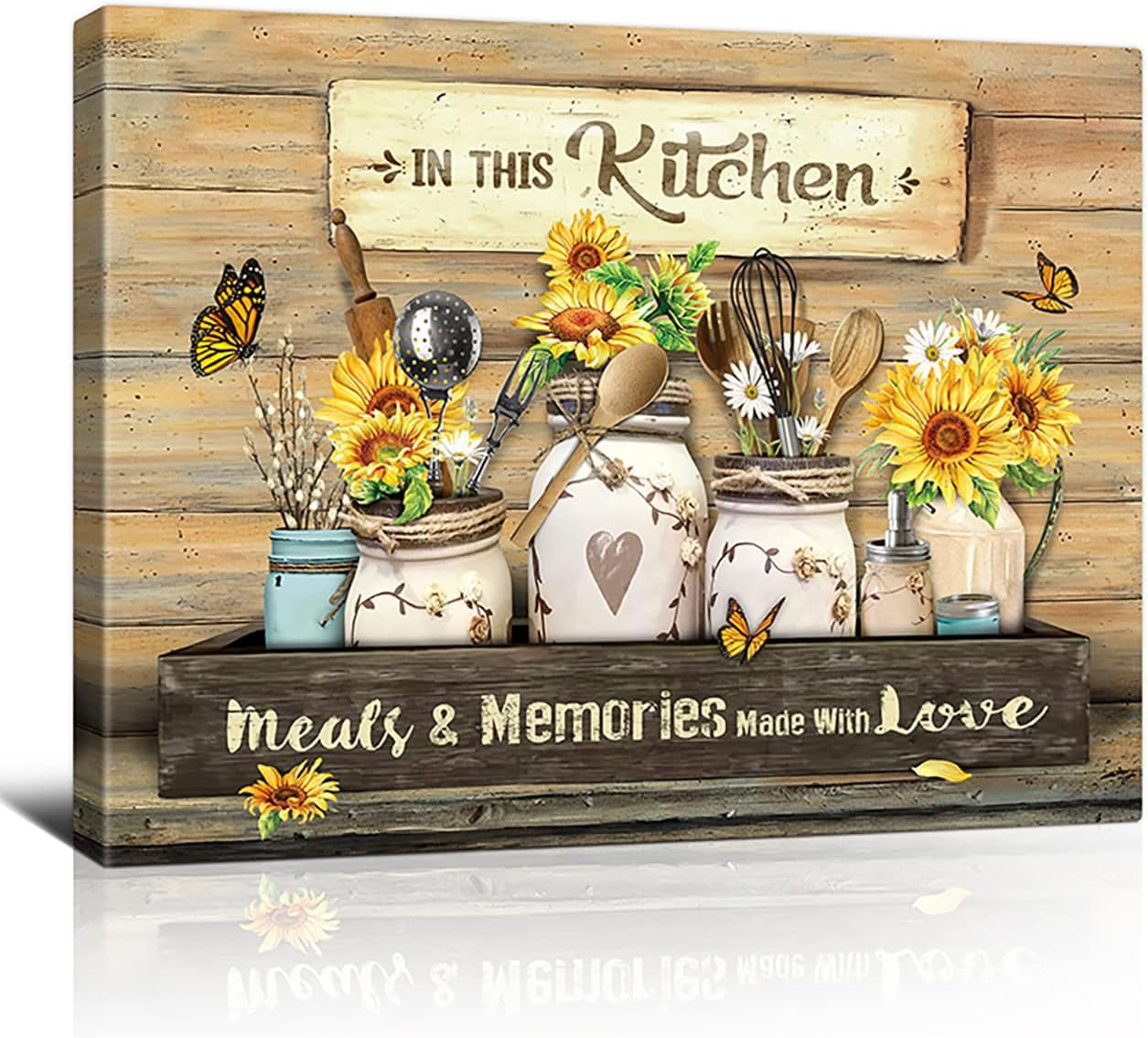 Farmhouse Decor 12x16in Sunflower Canvas Wall Art- Rustic Kitchen  Decorations With Love - Walmart.com