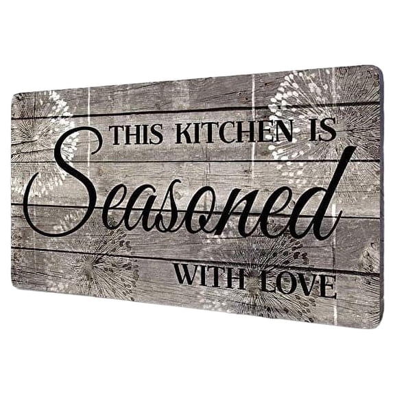 Rustic Kitchen Decorations Wall Art, Farmhouse Kitchen Decor-This Kitchen is Seasoned with Love-Printed Wood Plaque Kitchen Signs Wall Decor 16" x 8"