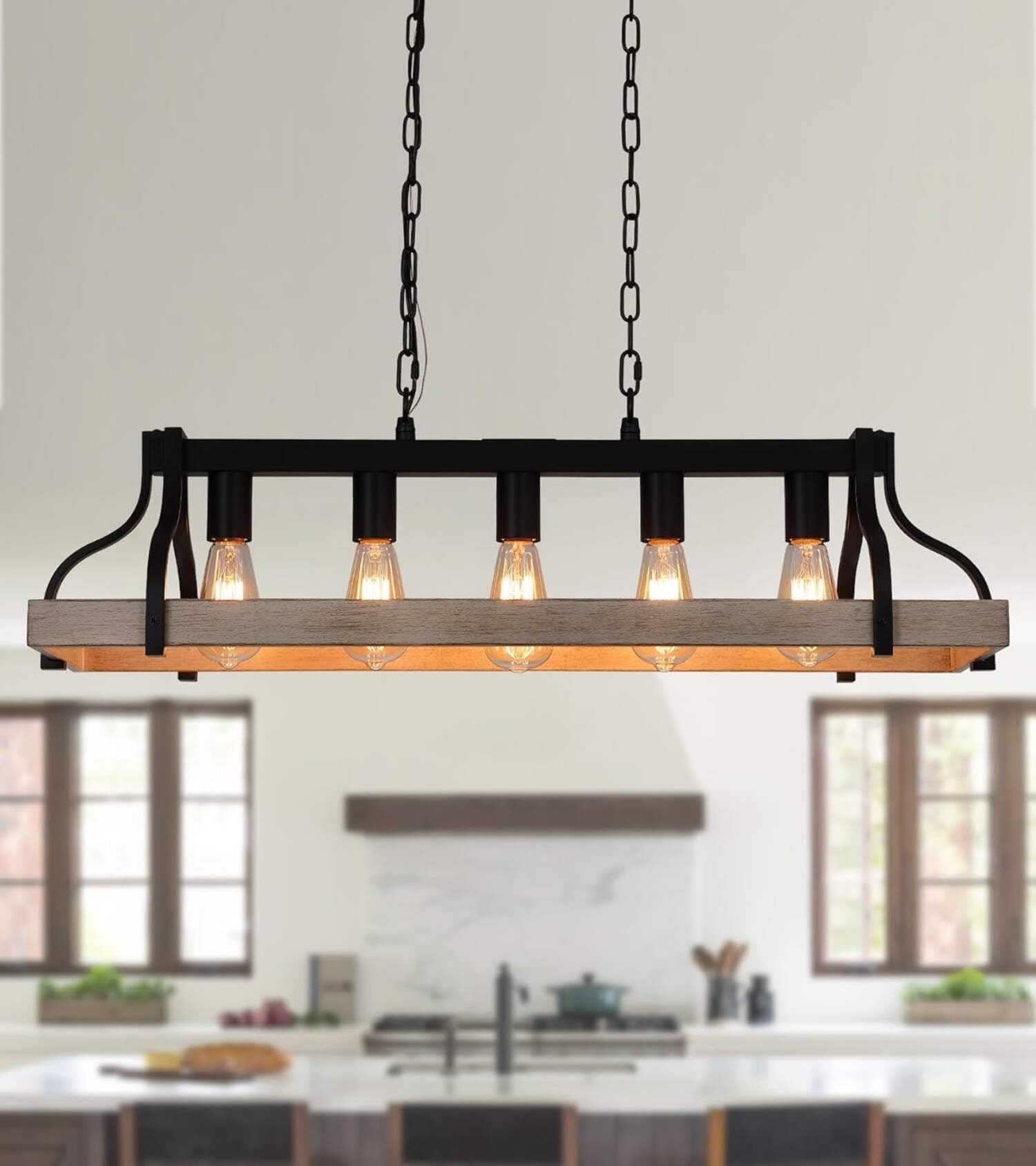 Rustic Kitchen Island Dining Room Light Fixture Farmhouse Linear