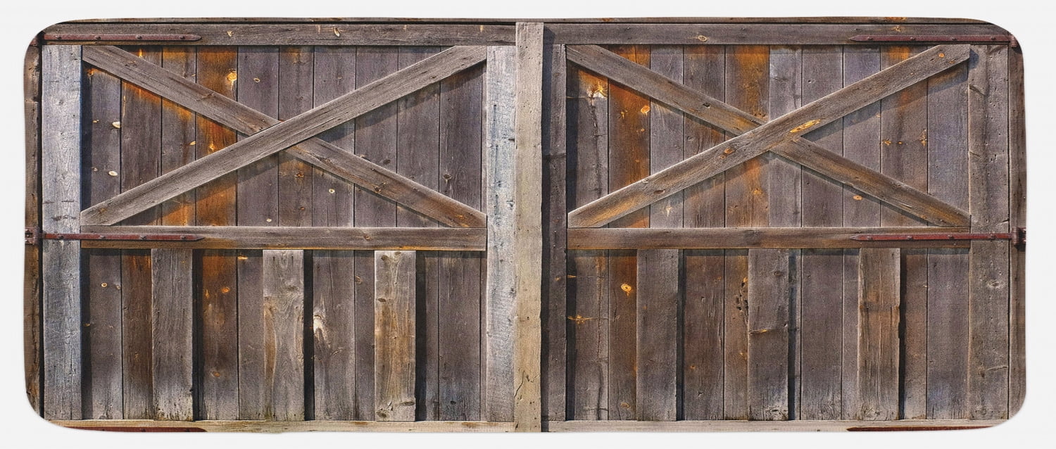 Rustic Photo Mat Rustic Kitchen Mat, Old Wooden Barn Door of Farmhouse Oak Countryside ...