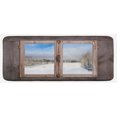 thumbnail image 1 of Rustic Kitchen Mat, Winter Season Scene from a Wooden Window of Country House Snow Vintage Design, Plush Decorative Kitchen Mat with Non Slip Backing, 47" X 19", Umber White Blue, by Ambesonne, 1 of 1