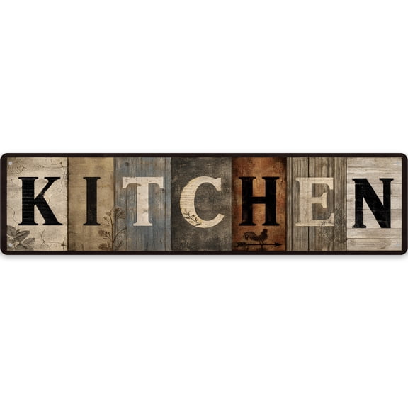 Rustic Kitchen Metal Wall Decor Sign 16x4 Inch for Home