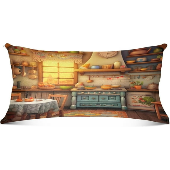 Rustic Kitchen Pattern Plush Pillowcase, Luxury Soft King Pillow Case for Hair and Skin, Standard Size Pillow Covers with Zipper Closure, 21x54in #502 Home Decor Gifts