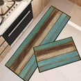 thumbnail image 1 of Rustic Kitchen Rugs and Mats Non Skid Washable Set of 2, Teal Country Wood Board Kitchen Runner Rug, Turquoise Brown Stripes Wooden Plank Texture Under Sink Mats for Kitchen Floor Decor, 1 of 6