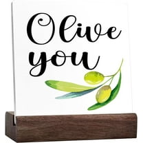 Rustic Kitchen Sign Decor,Olive You Ceramic Desk Signs,Farmhouse Kitchen Ceramic Table Sign Decor For Kitchen Shelf Counter Desk Table Decor
