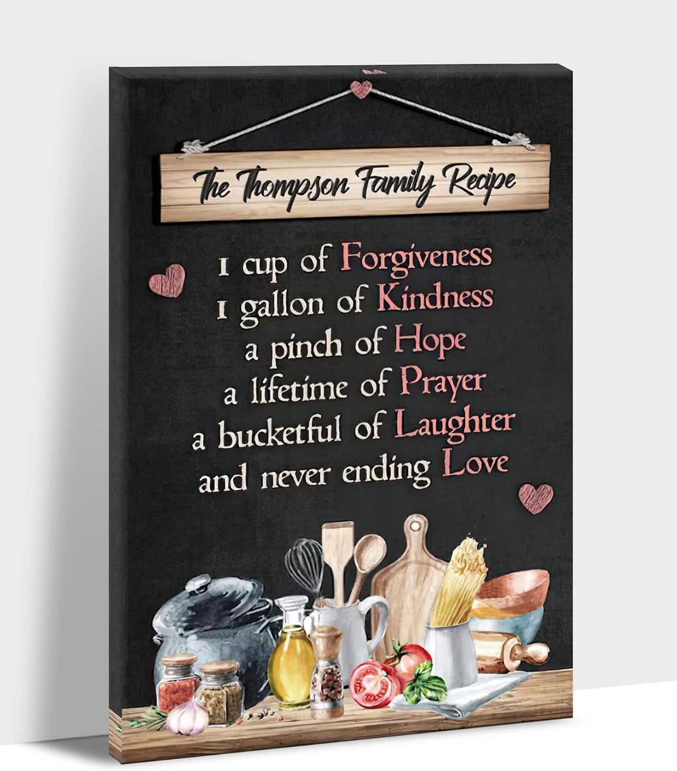 Rustic Kitchen Wall Art - Farmhouse Canvas Art Kitchenware Picture for Dining Room Wall Decor, Vintage Kitchen Proverb Canvas Print, Kitchen Painting Framed Artwork for Country Home Decor 12x18 Inches