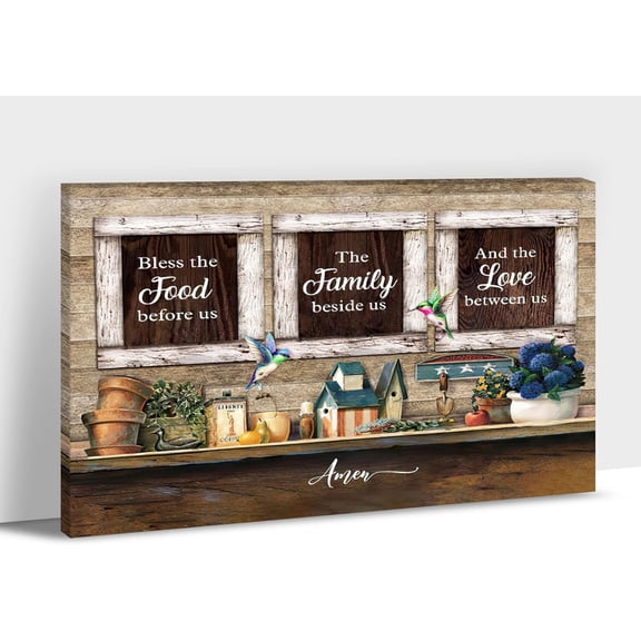 Rustic Kitchen Wall Art - Kitchen Food Pictures for Farmhouse Dining Room Wall Decor, Vintage Kitchen Food Proverb Canvas Prints, Kitchen Framed Artwork for Country Restaurant Decorations 12x18 Inches