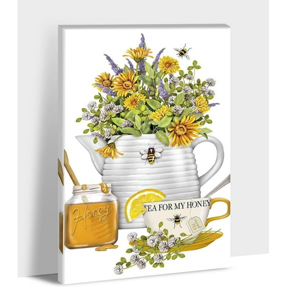 Rustic Kitchen Wall Art - Kitchen Vase Pictures for Farmhouse Dining Room Wall Decor, Vintage Kitchen Flowers Canvas Prints, Kitchen Painting Framed Artwork for Country Home Decorations 12x18 Inches