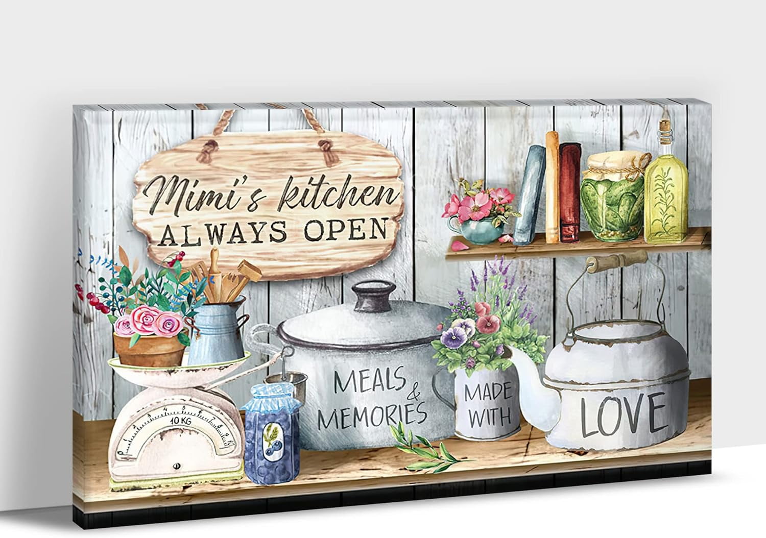 Rustic Kitchen Wall Decor, Farmhouse Flower Kitchen Canvas Wall Art