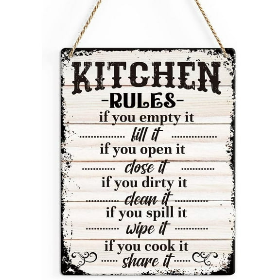 Rustic Kitchen Wood Decor Sign, Kitchen Rules If You Cook It Share It Printed Wood Sign Wall Art, Hanging Door Sign, Decorative Wood Sign Home Decor 8x10