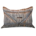 thumbnail image 1 of Rustic Knitted Quilt Pillowcover, Old Wooden Garage Door American Native Country Farm Style Art Image, Standard King Size Pillow Cover for Bedroom, 30" x 20", Pale Brown and Grey, by Ambesonne, 1 of 2