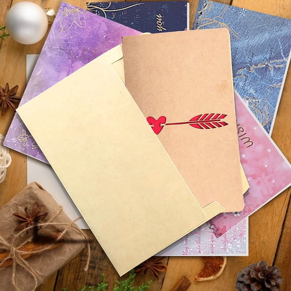 Rustic Kraft Paper Greeting Cards with Laser Cut Red Heart & Rose Designs, Romantic Love Notes for Valentine's Day, Wedding, Anniversary, Birthday, Bridal Shower, Engagement, Mother's Day