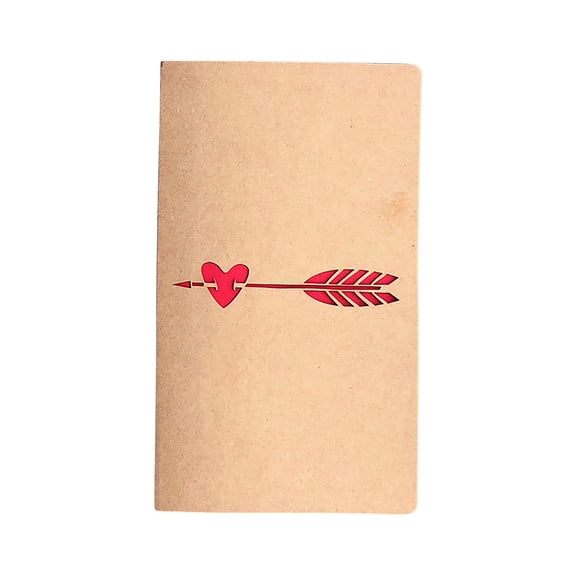 Rustic Kraft Paper Greeting Cards with Laser Cut Red Heart & Rose Designs, Romantic Love Notes for Valentine's Day, Wedding, Anniversary, Birthday, Bridal Shower, Engagement, Mother's Day