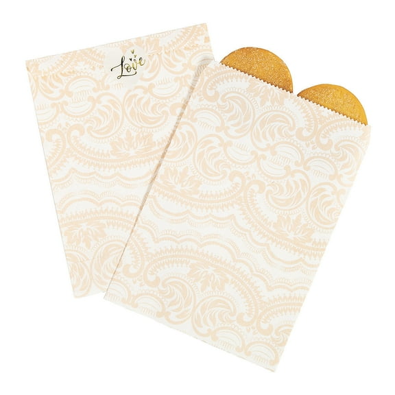 Rustic Lace Print Wedding Cake Bag - Party Supplies - 12 Pieces