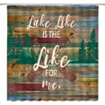 thumbnail image 1 of Rustic Lake Cabin Shower Curtain Camping Lake House Relax Words Inspirational Quote Vintage Wooden Board Barn Door Plank Country Lakeside Lodge Cottage Camp RV Decor Fabric Bath Curtain with Hook, 1 of 3