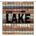 thumbnail image 1 of Rustic Lake Cabin Shower Curtain Relax Lake Rules Inspirational Quotes Vintage Wooden Board Barn Door Plank Farmhouse Country Lakeside Cottage Lodge Camping RV Decor Fabric Bathroom Curtain with Hook, 1 of 3