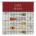 thumbnail image 1 of Rustic Lake Rules Shower Curtain Farmhouse Gray Vintage Barn Door Wooden Inspirational Quotes Cabin Lodge Camping Retro Bathroom Decor Fabric Curtain with Hooks, 1 of 3