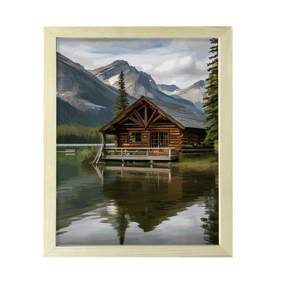 Rustic Lakeside Cabin Retreat, 11 x 14 Wooden Framed Print Sign Easy Installation | House On The Dam | Stylish Modern Decoration For The Home and Officer