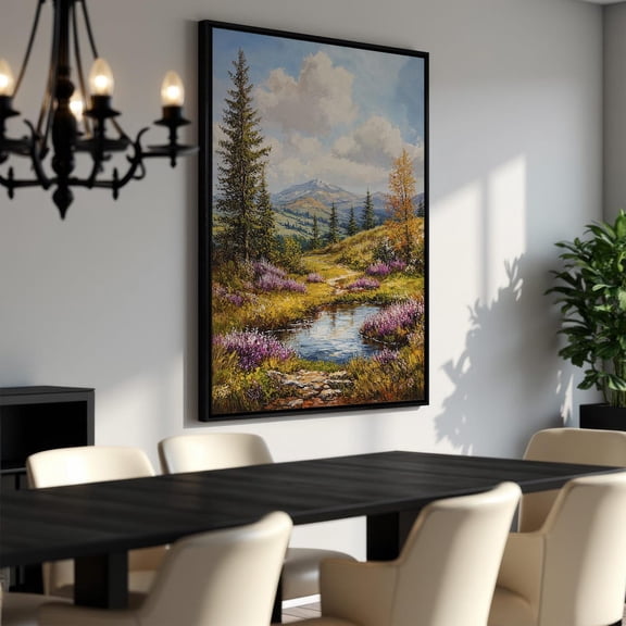 Rustic Landscape Poster - Tranquil Pastoral Scene, Vivid Colors, Springtime Wilderness Decor - Wall Art, Ready To Hang, Unframed Poster Size 8x12