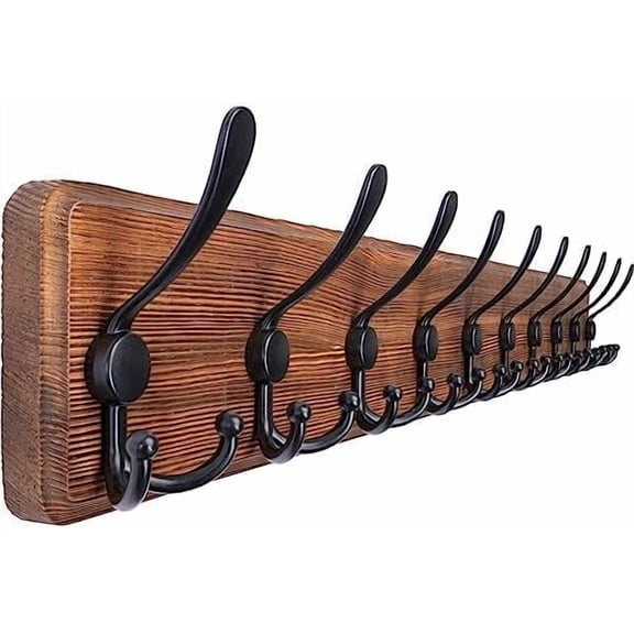 Rustic Large Coat Rack Wall Mount-38.6'' Long Coat Rack for Wall, Wood Coat Rack Hook, Farmhouse Coat Hanger Wall Mount for Hanging Jacket Coat