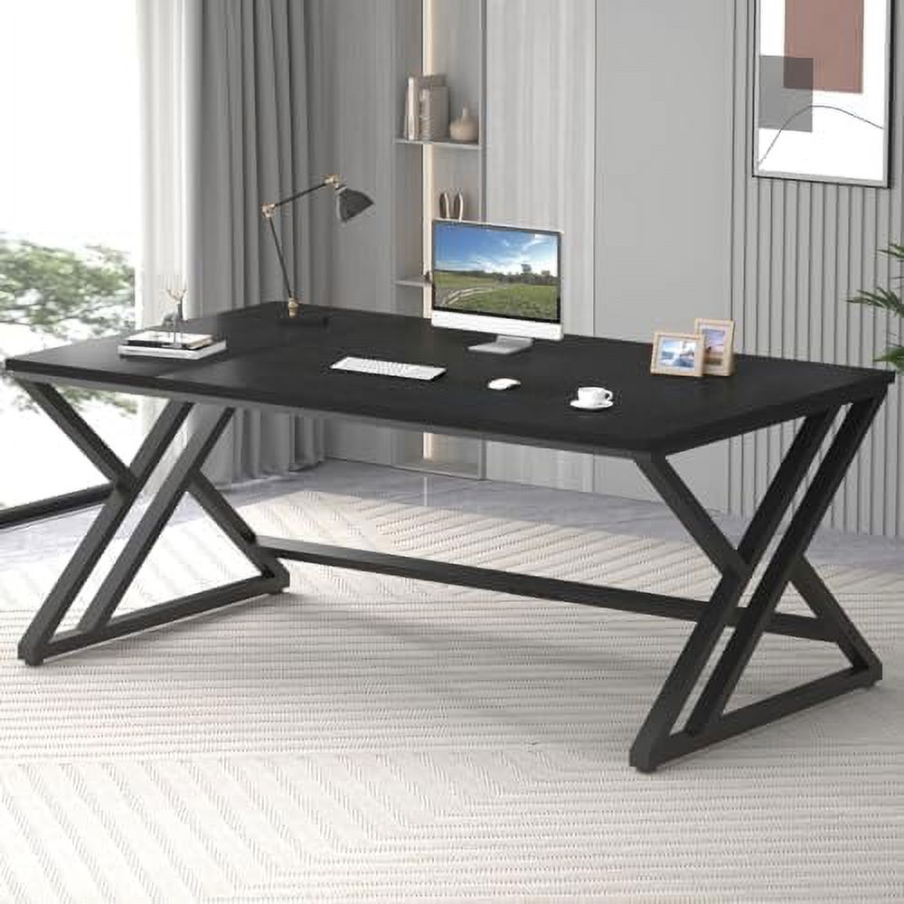 Rustic Large Computer Desk Industrial Extra Long Office Desk Wood Pc